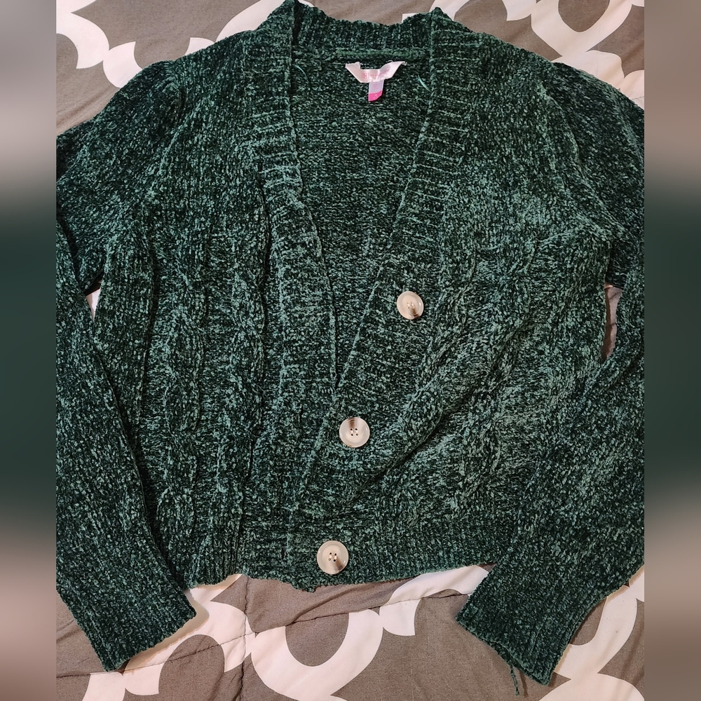 Green Knit Cardigan with Buttons